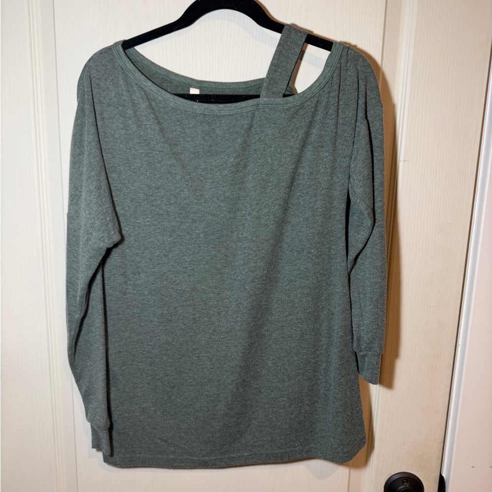 Elegant Asymmetrical Long Sleeve Top in Sage green